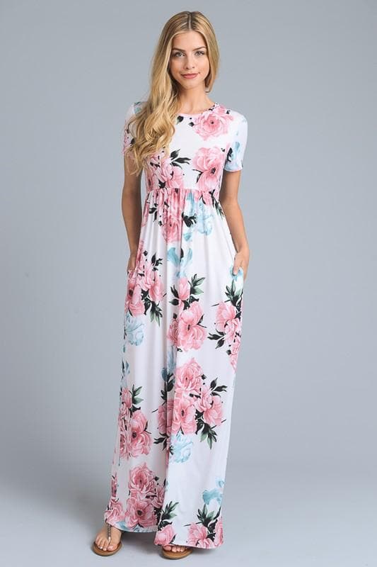 Shelly's Short Sleeve Floral Maxi Dress ...